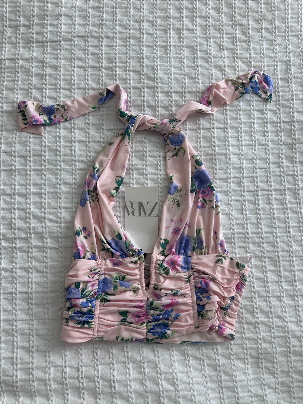 ZARA - Mini halter top with flowers NWT